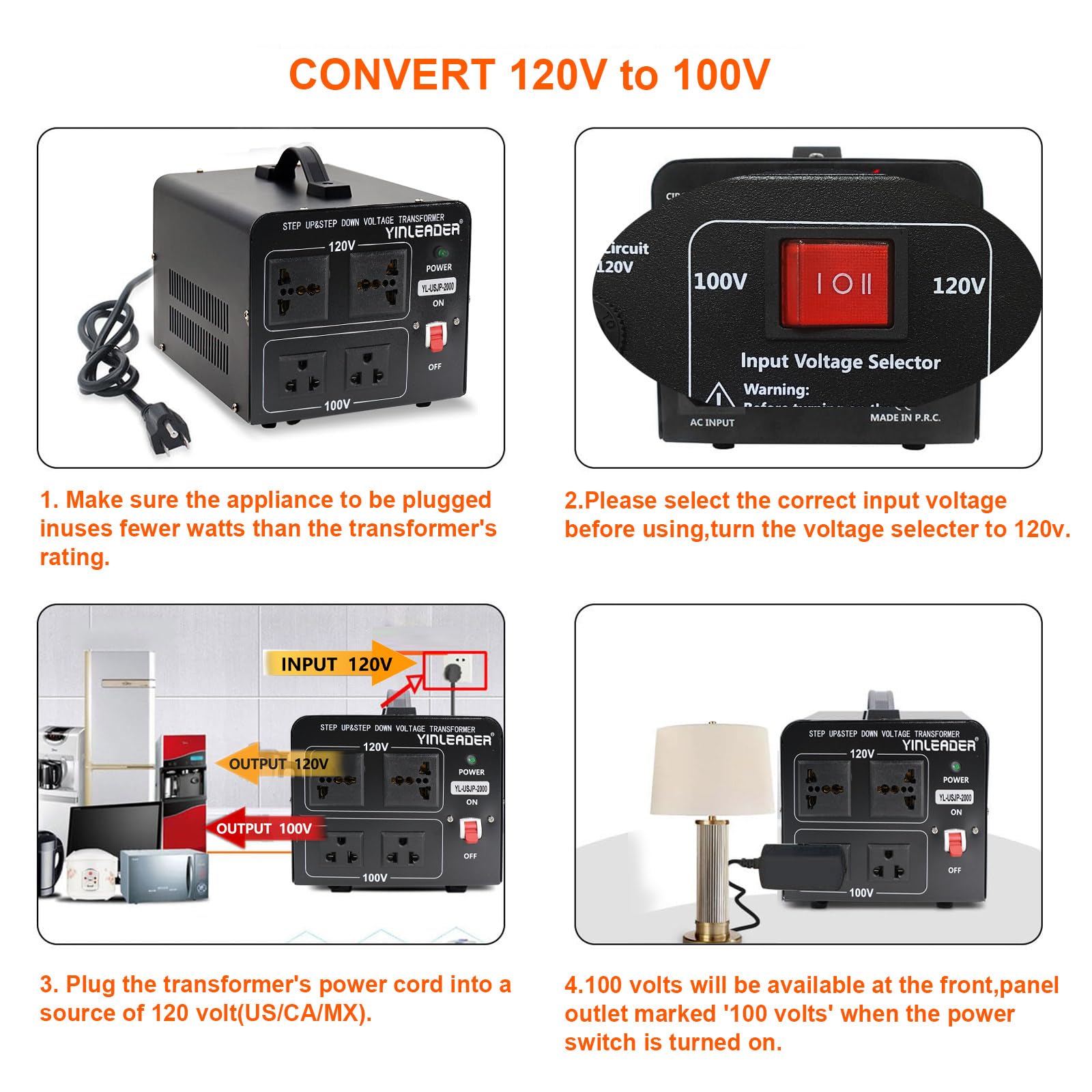 Amazon.co.jp: Yinleader 2000W 120Vから100Vまたは100Vから120Vへの